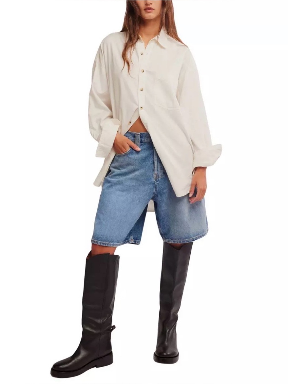 We The Free Light Blue Distressed Jean Shorts - Haven Blue
